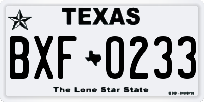 TX license plate BXF0233