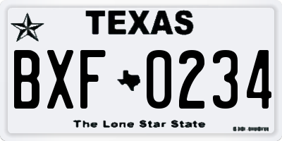 TX license plate BXF0234
