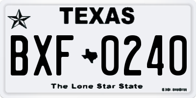 TX license plate BXF0240
