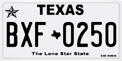 TX license plate BXF0250