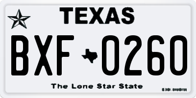 TX license plate BXF0260