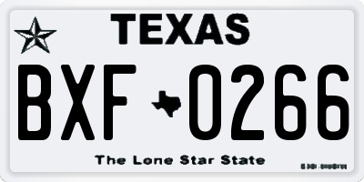 TX license plate BXF0266