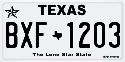 TX license plate BXF1203