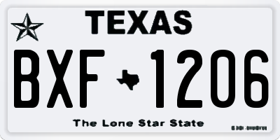 TX license plate BXF1206