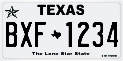 TX license plate BXF1234