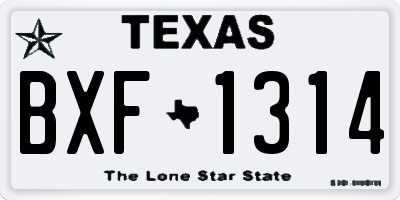 TX license plate BXF1314