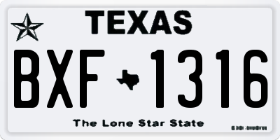 TX license plate BXF1316