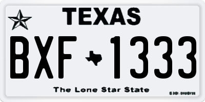 TX license plate BXF1333