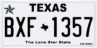 TX license plate BXF1357