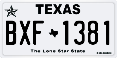 TX license plate BXF1381