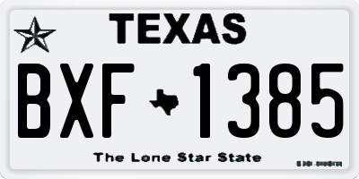TX license plate BXF1385