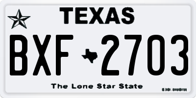 TX license plate BXF2703
