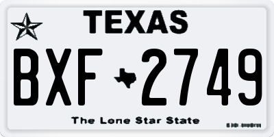 TX license plate BXF2749