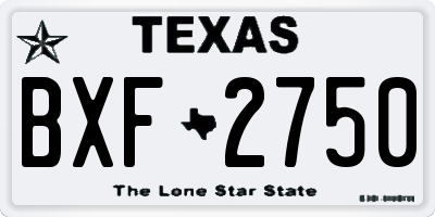 TX license plate BXF2750