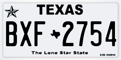 TX license plate BXF2754