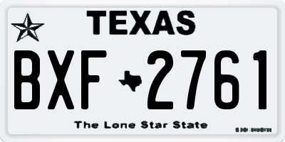 TX license plate BXF2761