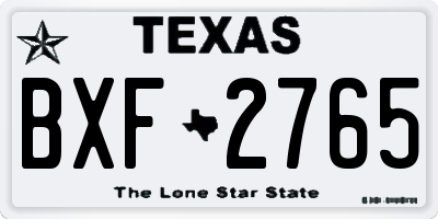 TX license plate BXF2765