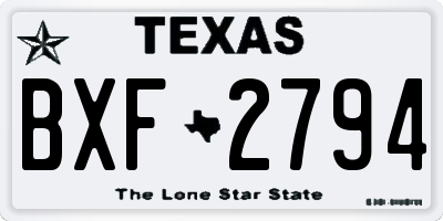 TX license plate BXF2794