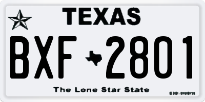 TX license plate BXF2801