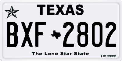 TX license plate BXF2802