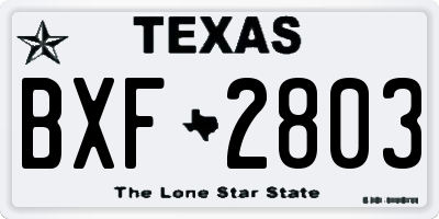 TX license plate BXF2803