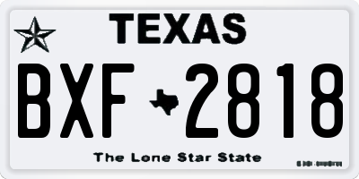 TX license plate BXF2818