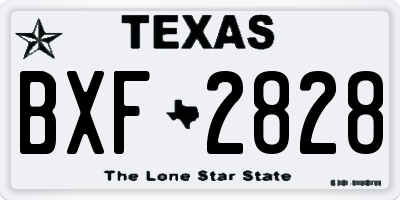 TX license plate BXF2828