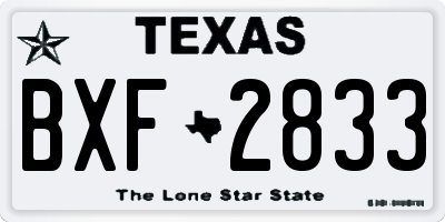 TX license plate BXF2833