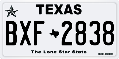TX license plate BXF2838