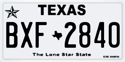 TX license plate BXF2840