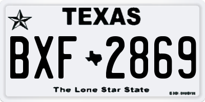 TX license plate BXF2869