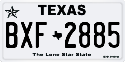TX license plate BXF2885