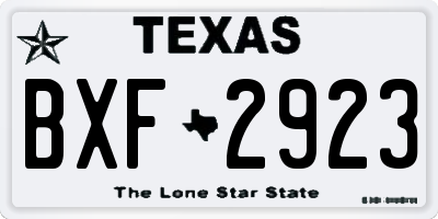 TX license plate BXF2923