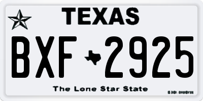 TX license plate BXF2925