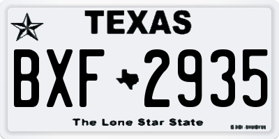TX license plate BXF2935
