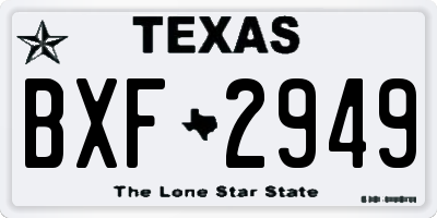 TX license plate BXF2949