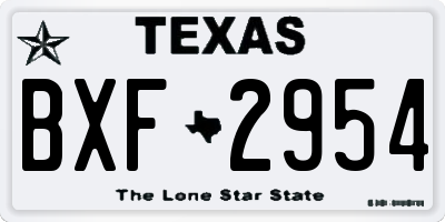 TX license plate BXF2954