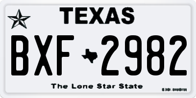 TX license plate BXF2982