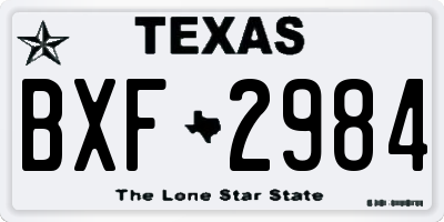TX license plate BXF2984