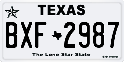 TX license plate BXF2987