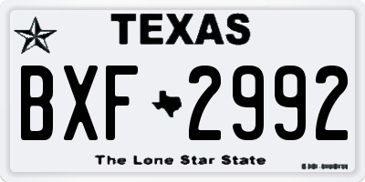 TX license plate BXF2992