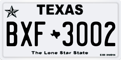 TX license plate BXF3002