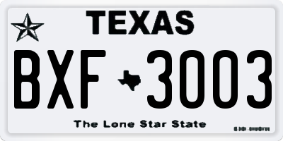 TX license plate BXF3003