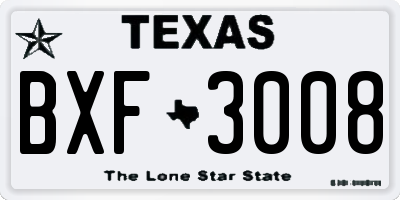 TX license plate BXF3008