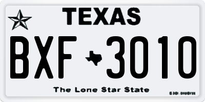 TX license plate BXF3010