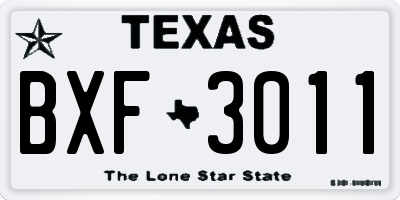 TX license plate BXF3011