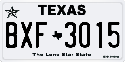 TX license plate BXF3015