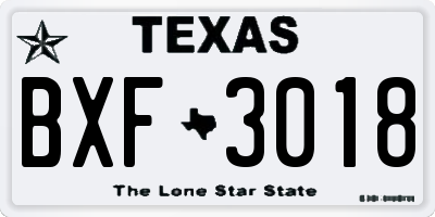 TX license plate BXF3018
