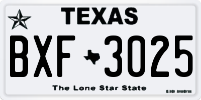 TX license plate BXF3025