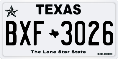 TX license plate BXF3026